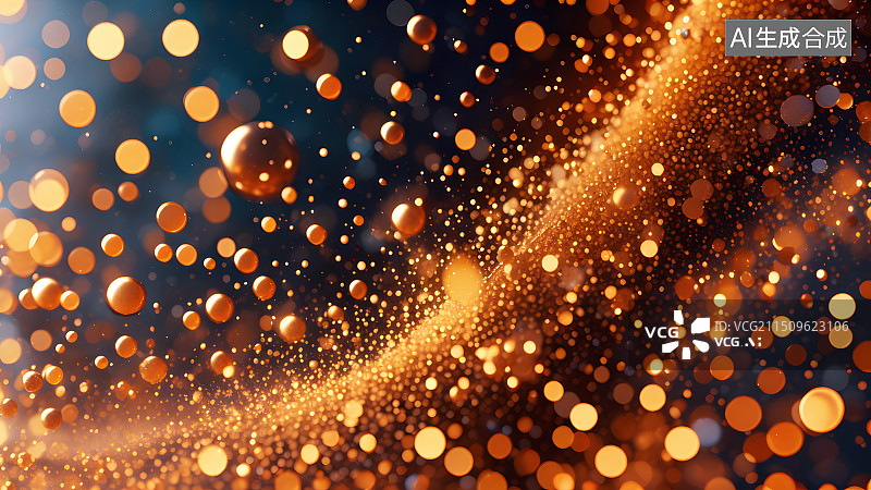 【AI数字艺术】金色粒子效果背景，金色科技粒子效果展板背景图片素材