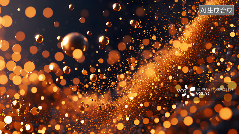 【AI数字艺术】金色粒子效果背景，金色科技粒子效果展板背景图片素材