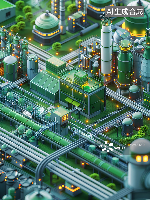 【AI数字艺术】绿色生态产业园智慧工厂图片素材
