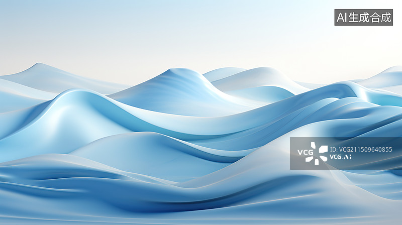 【AI数字艺术】AI生成的插图蓝色山丘图片素材
