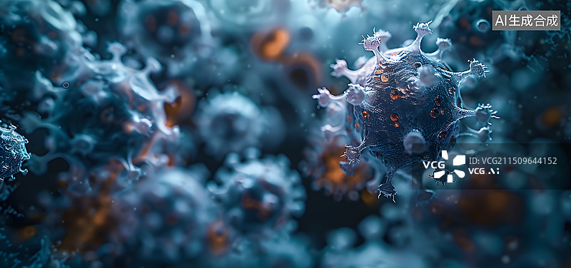 【AI数字艺术】病毒 细菌 生物医药科技背景图图片素材