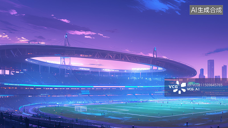 【AI数字艺术】体育馆足球场插画图片素材