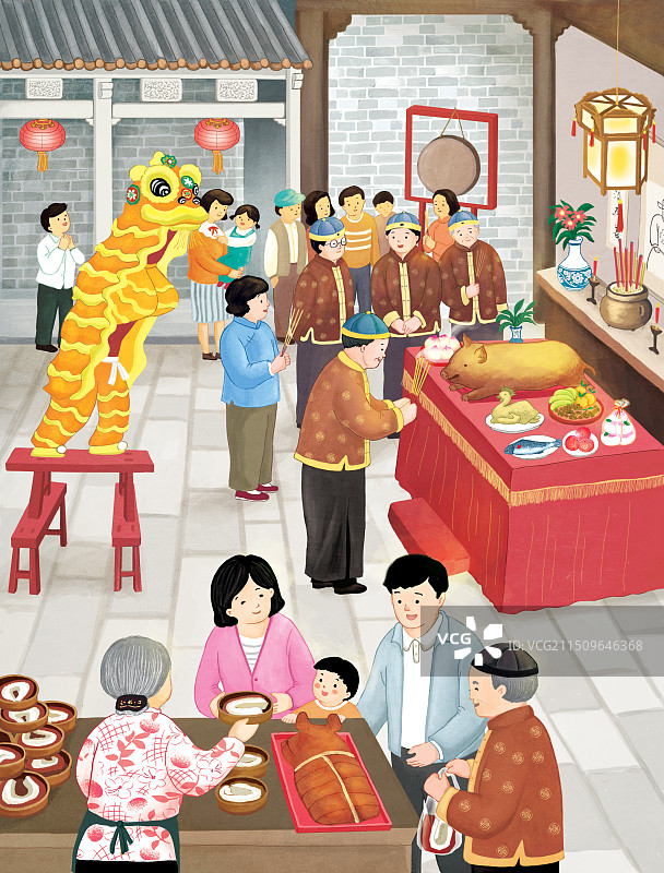 拜太公分猪肉图片素材