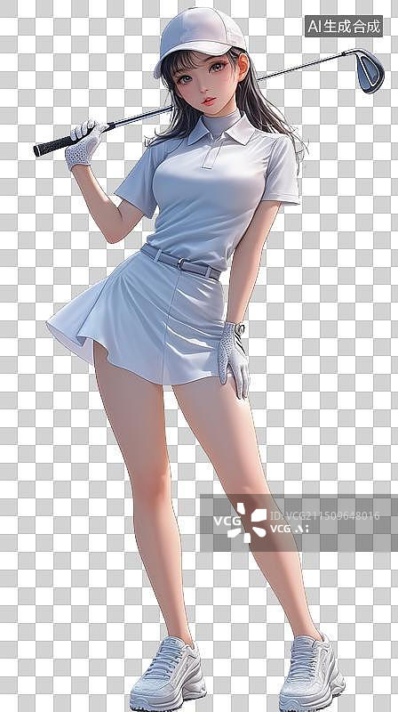 【AI数字艺术】3D卡通打高尔夫球的美女图片素材
