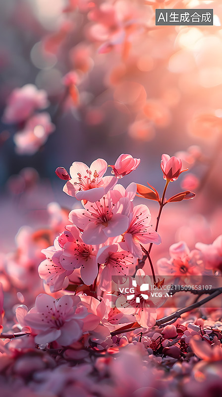 【AI数字艺术】春天桃花风景图片素材