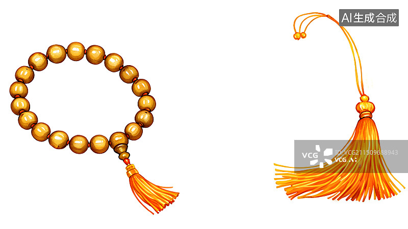 【AI数字艺术】十八子手串，佛珠，文玩念珠，珠宝，玉石手串，手链，禅意首饰，信物，中国元素图片素材