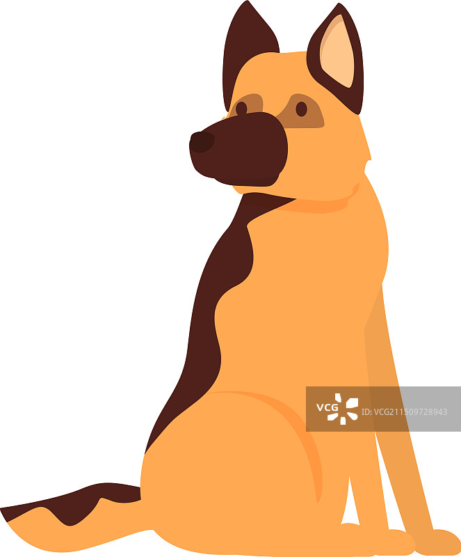 坐着向右看的德国牧羊犬图片素材