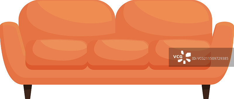 舒适的橙色圆边沙发图片素材