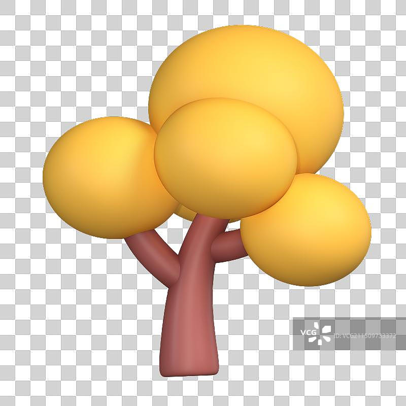 一棵树秋天季节自然景物3D插画免扣元素图片素材