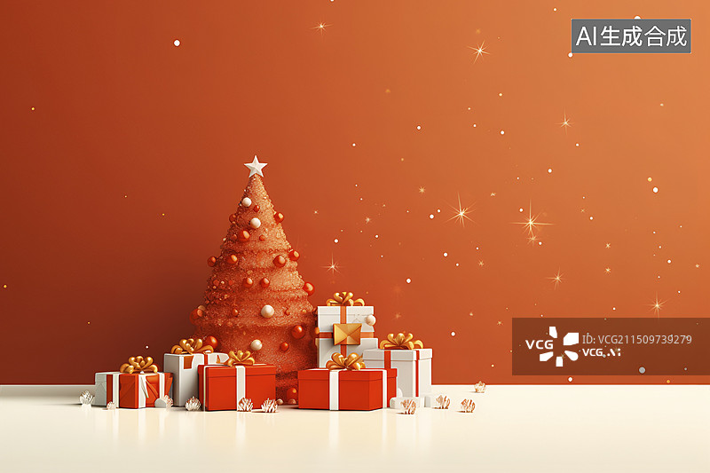 【AI数字艺术】圣诞节电商促销广告背景图片素材