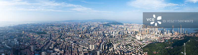 青岛城市上空航拍全景图片素材