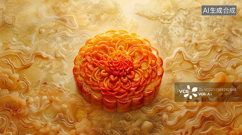 【AI数字艺术】中国传统节日中秋节中国小吃月饼图片素材