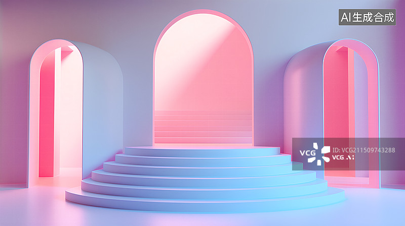 【AI数字艺术】几何形状的展示舞台背景图片素材