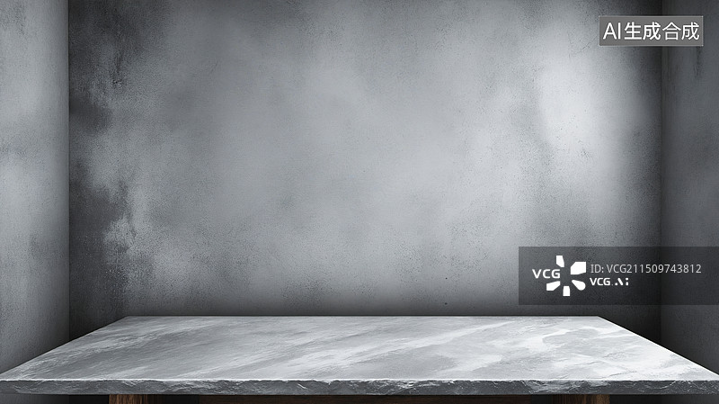 【AI数字艺术】静谧的大理石桌面与灰墙图片素材