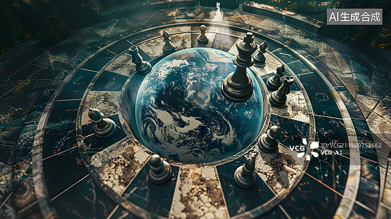 【AI数字艺术】国际象棋棋子与星球图片素材