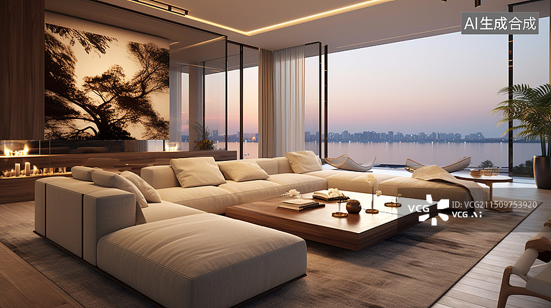 【AI数字艺术】AI生成的插图时尚现代家居图片素材