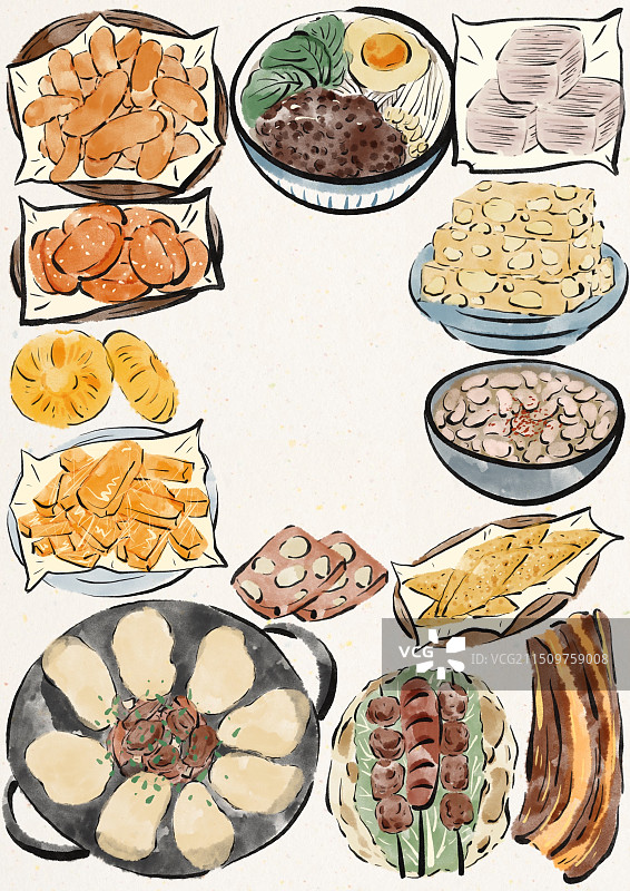 水墨风徐州美食插画图片素材
