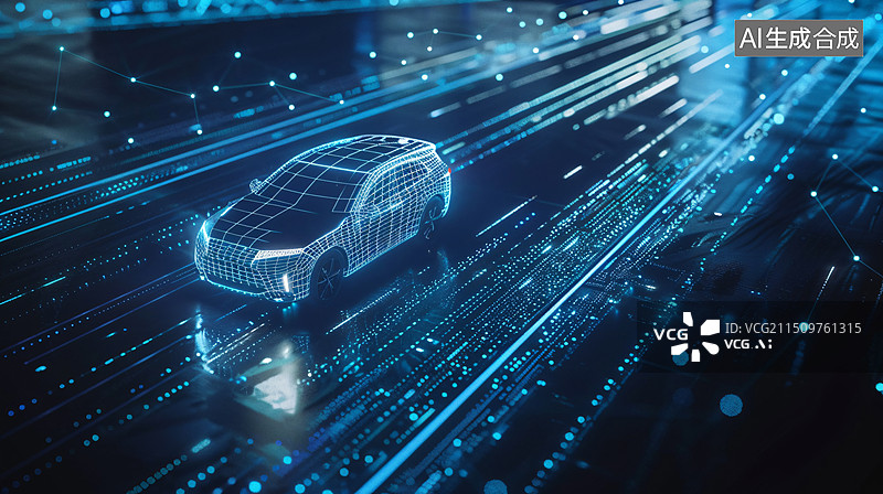 【AI数字艺术】无人驾驶，智能汽车，车路协同图片素材
