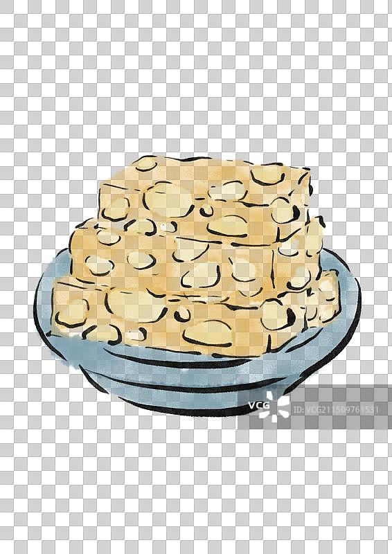 水墨风徐州美食插画元素-花生酥图片素材
