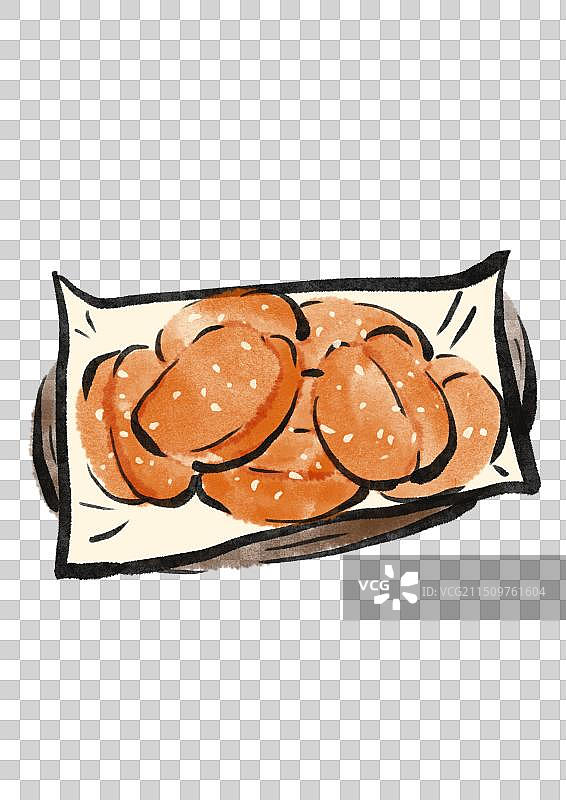 水墨风徐州美食插画元素-蜜三刀图片素材