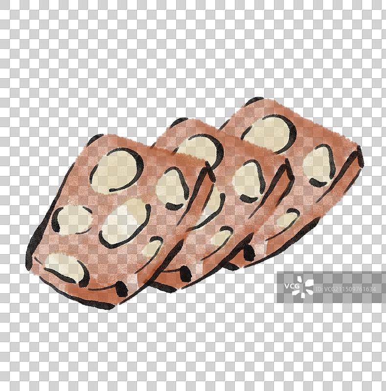 水墨风徐州美食插画元素-花生糖图片素材