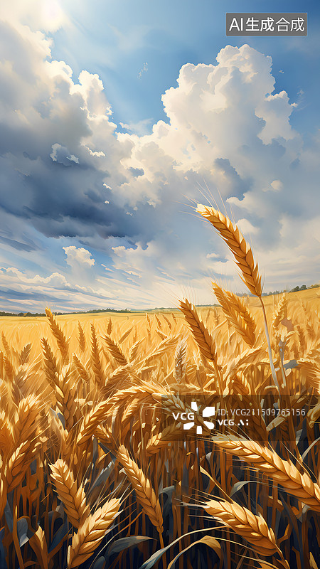 【AI数字艺术】麦田里成熟的小麦图片素材