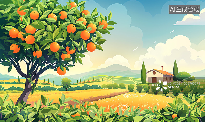 【AI数字艺术】农业果树插画图片素材