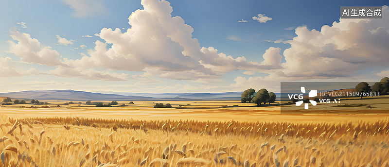 【AI数字艺术】麦田里的麦子图片素材