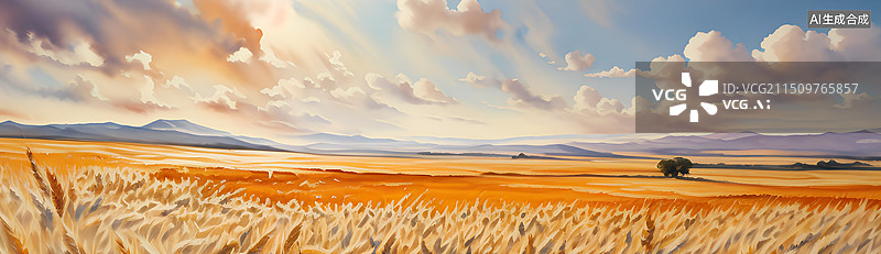 【AI数字艺术】麦田里的麦子图片素材