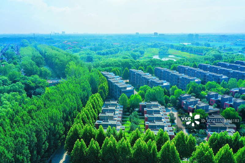 白洋淀畔温泉城。鹭岛温泉美风景古庄头村图片素材