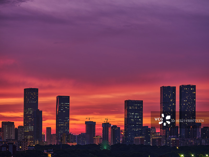 长沙烈士公园火烧云图片素材