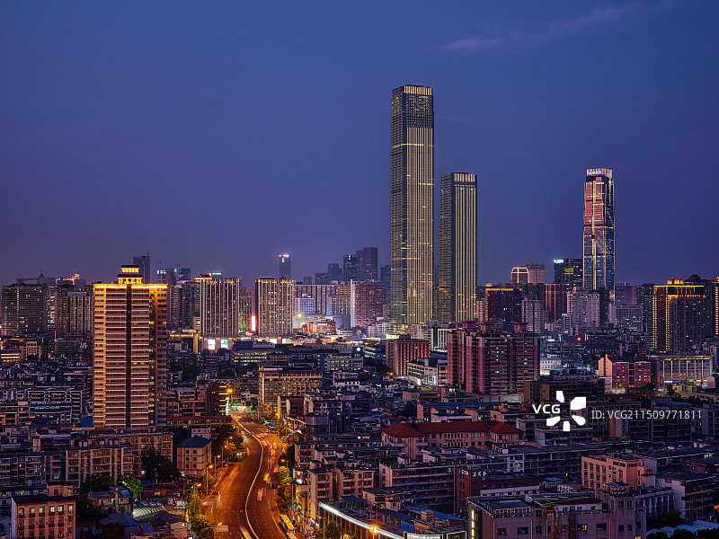 长沙CBD杜甫江阁夜景图片素材