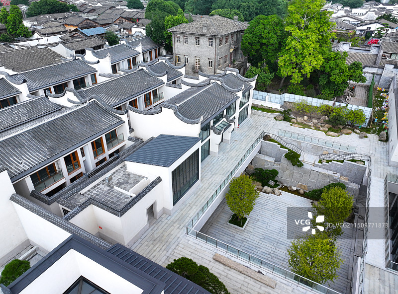 福建省福州市鼓楼区三坊七巷历史文化街区航拍图片素材