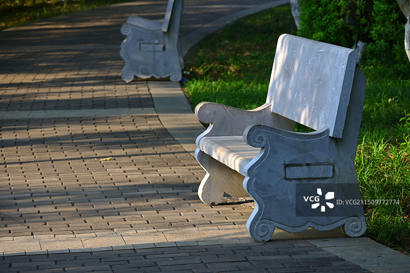 桃源湖公园石质长椅图片素材