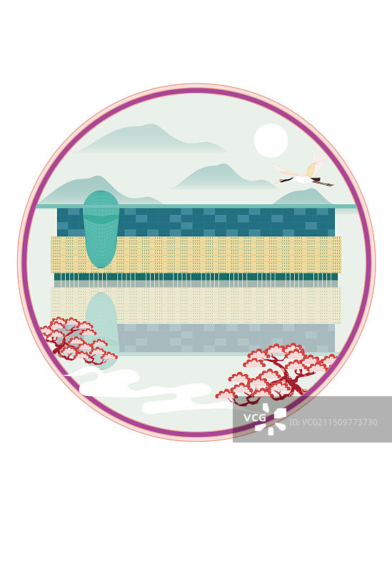 国风地标城市风光系列—首都博物馆 国潮风矢量插画图片素材