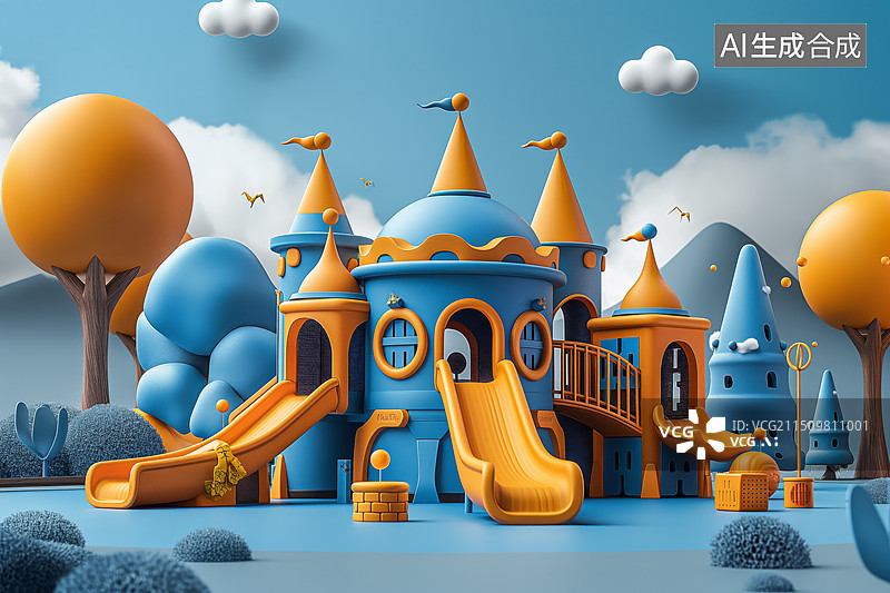【AI数字艺术】粘土风格的儿童乐园城堡图片素材