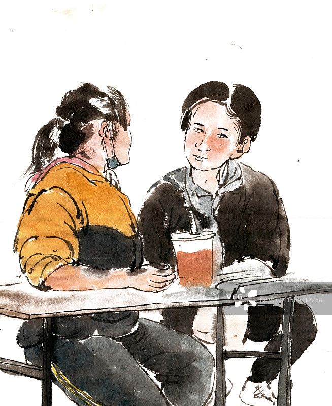 早点摊闲聊图片素材