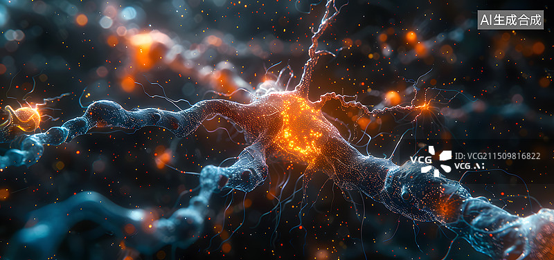 【AI数字艺术】神经元 病毒 细菌 生物医药科技背景图图片素材