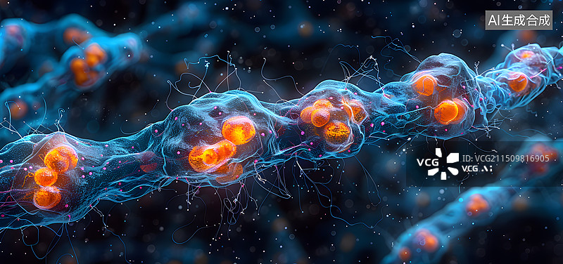 【AI数字艺术】神经元 病毒 细菌 生物医药科技背景图图片素材