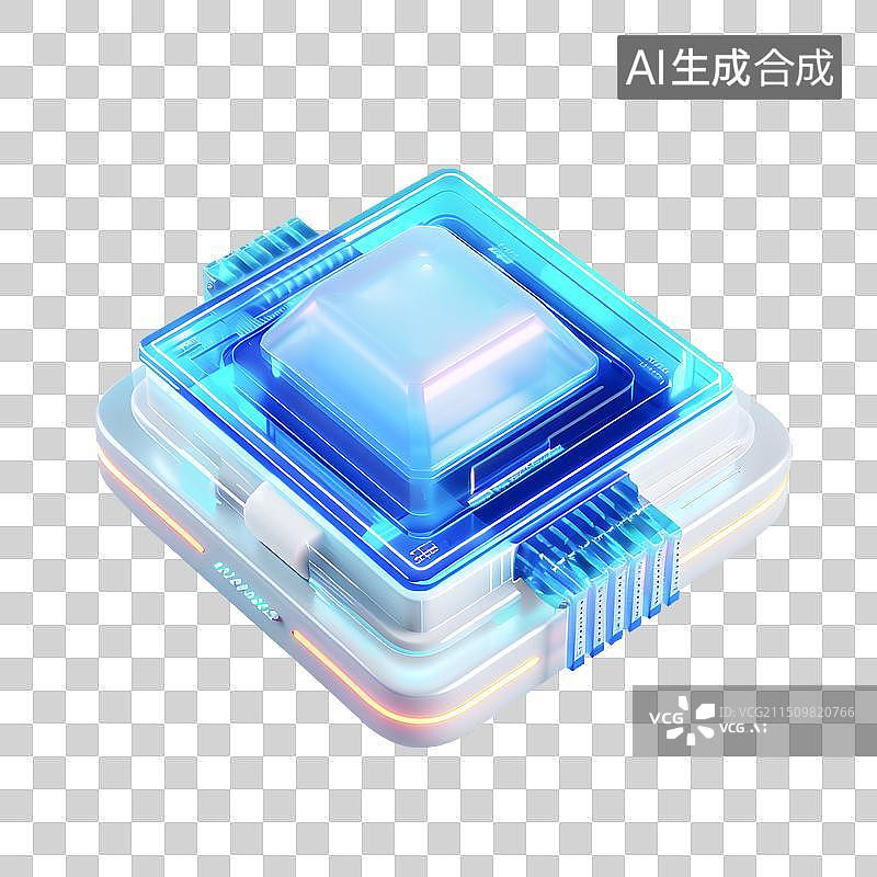 【AI数字艺术】科技感免扣3D芯片图片素材
