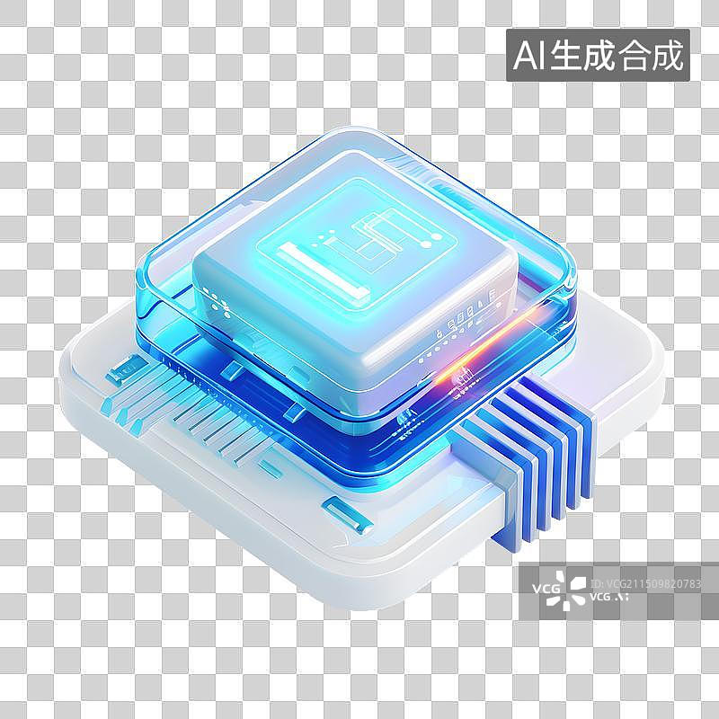 【AI数字艺术】科技感免扣3D芯片图片素材
