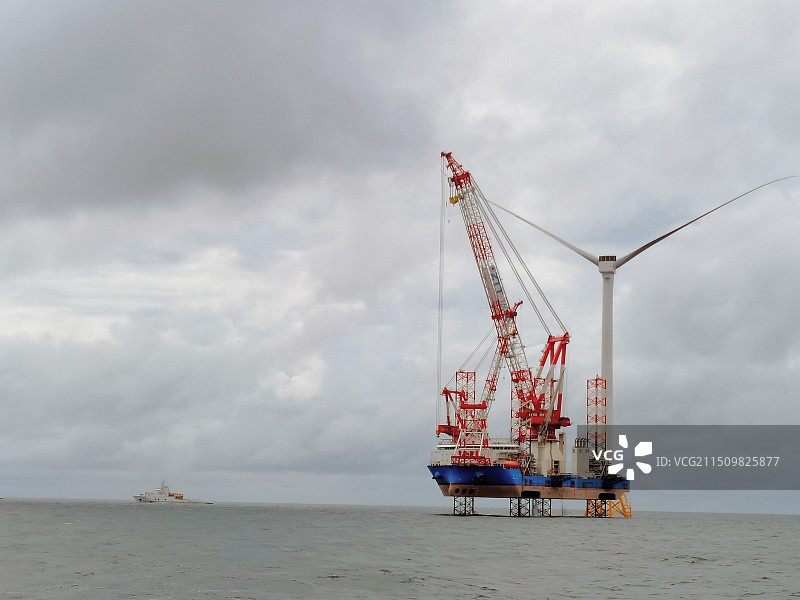 广东阳江海上风电场项目作业图片素材