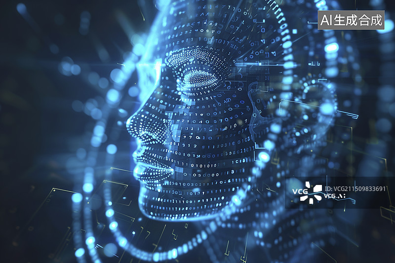 【AI数字艺术】人脸识别系统科技概念图片素材