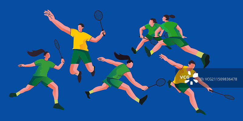 羽毛球比赛人物插画素材图片素材