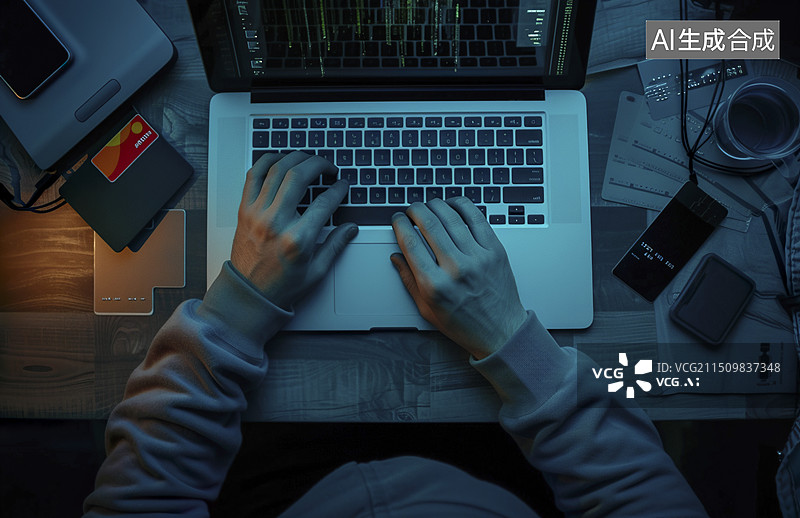 【AI数字艺术】黑客网络攻击进行电信诈骗图片素材