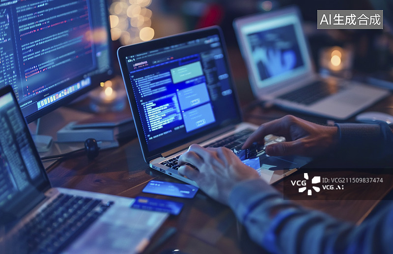 【AI数字艺术】黑客网络攻击进行电信诈骗图片素材