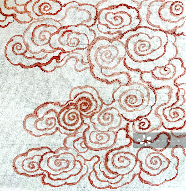 祥云水墨云纹白描插画线描图片素材