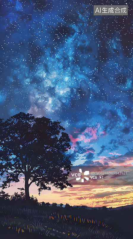 【AI数字艺术】AIGC：夏天的星空夜空 星星 背景插图插画图片素材