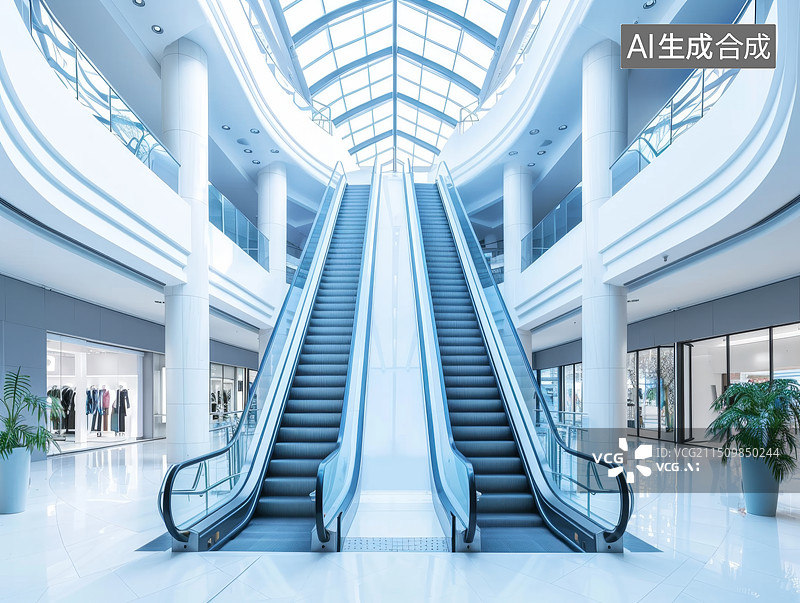 【AI数字艺术】现代建筑内部电梯图片素材