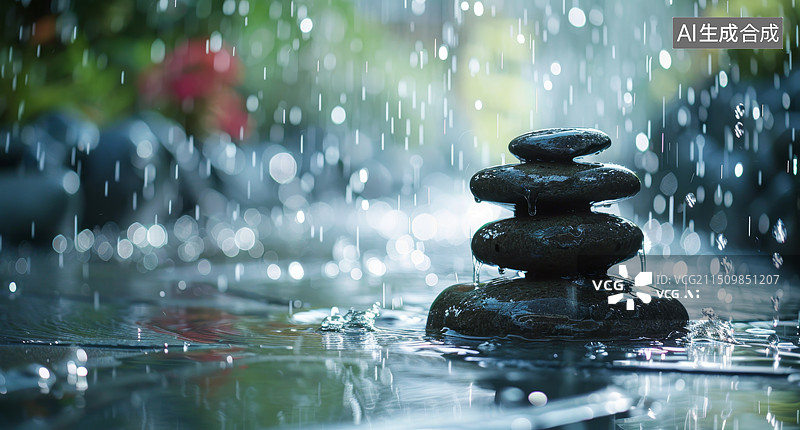 【AI数字艺术】水中的石头图片素材